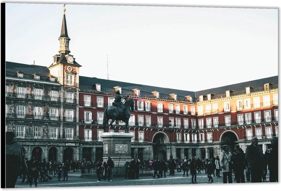 Dibond –Plaza Mayor - Spanje-120x80 Foto op Aluminium (Wanddecoratie van metaal)