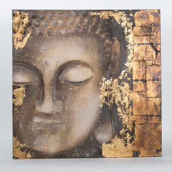 Fine Asianliving Boeddha Schilderij Wanddecoratie 3D Metal Foil | bol.com