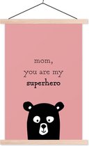 Cadeau pour la fête des mères - Citation maman tu es mon super-héros - affiche d'école affiche textielposter rose super héros 60x90 cm - Tirage photo sur affiche textielposter (décoration murale salon / chambre)