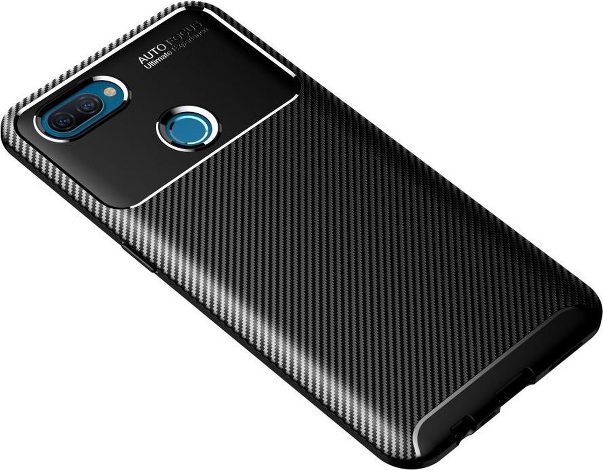 Silicone gel TPU brushed zwart hoesje case Oppo A12