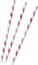 Amscan Rietjes Gestreept 23 Cm Papier Roze/wit 12 Stuks