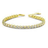 Velini Jewels -BR2009G-S-Armband -925 Zilver  14 karat verguld  -2.5MM Cubic Zirkonia-17CM + verlengstuk