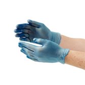Wegwerphandschoenen vinyl - maat XL - Latexvrij - Gepoederd transparant - Blauw - 100 stuks