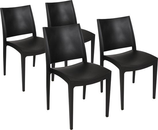 Chaise de terrasse Elegance (lot de 4) - noir - empilable