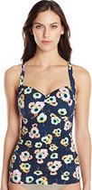 Seafolly Cabana Rose DD Soft Cup Halter Indigo - Donker Blauwe Tankini Met Print Dames - Cup DD Maat 36