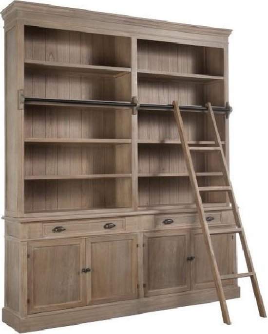 Boekenkast + Ladder - grijs - hout |