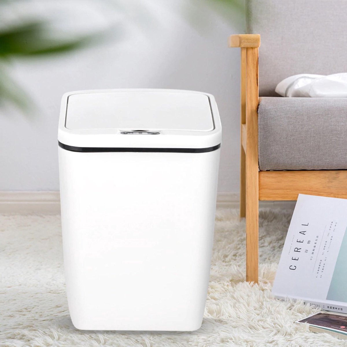Prullenbak 12L wit contactloos openen met sensor waterbestendig