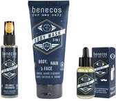 Benecos FOR MEN ONLY|Baardolie - Shampoo 3in1 - Deo Spray (3 stuks)