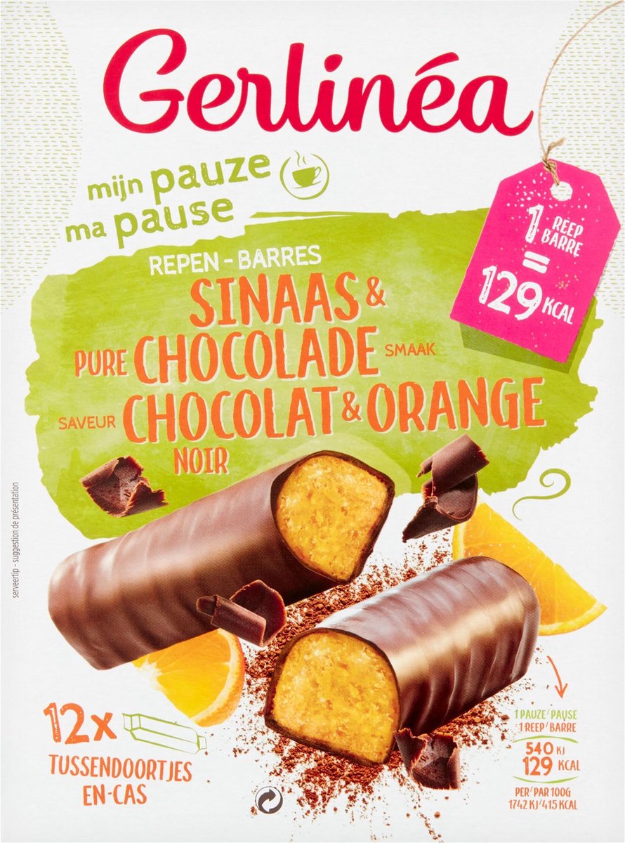 Goedkoopste Gerlinea Mijn Pauze Maaltijdrepen - Sinaas & Pure Chocolade - 12 stuks