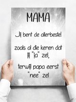 Wandbord: Mama jij bent de allerbeste! - 30 x 42 cm