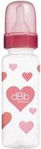 DBB REMOND Transparante polypropyleen fles 270 ml Regul'air Hearts Non Silicone speen - rond systeem - roze bloem - S / Bte