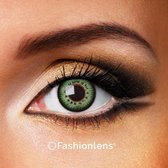 Kleurlenzen - Glamour Green - jaarlenzen met lenshouder - groene contactlenzen Fashionlens®