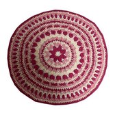 Gehaakt Vloerkleed roze/ wit - 80 centimeter - Poefenzo
