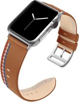 Geschikt voor Apple Watch bandje 42 / 44 / 45 mm - Series 1 2 3 4 5 6 7 SE - Smartwatch iWatch horloge band - 42mm 44mm 45mm - Fungus - PU Leer - Bruin - Nederland