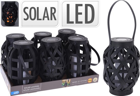 Solar lantaarn Rotan zwart LED