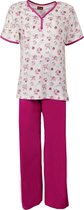Medaillon Dames Pyjama korte mouw gebloemd Fuchsia rood MEPYD1106B - Maten: XXL