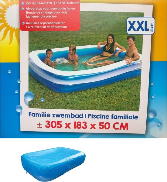 onderwerpen Gezondheid Grof Familliezwembad - XXL – Blauw - Wit - 305 x 183 x 50 - Zwembad -  Opblaasbaar - 2-rings... | bol.com
