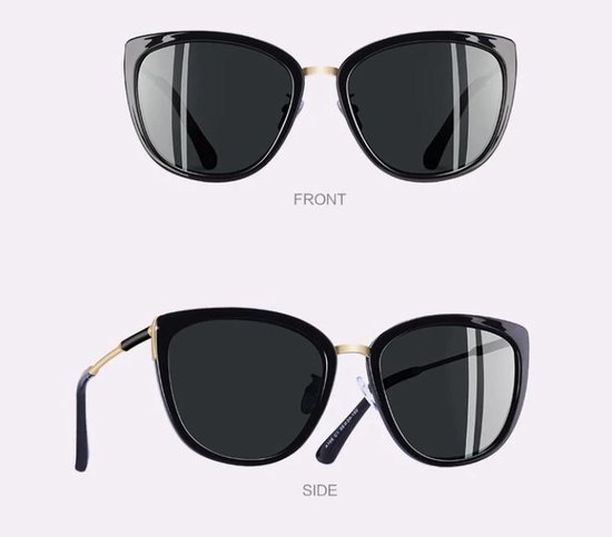 Zonnebril dames frame zwart/messing en lenzen grijs UV400 — afbeelding 4