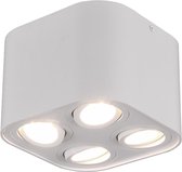 LED Plafondlamp - Plafondverlichting - Trion Cosmin - GU10 Fitting - 4-lichts - Vierkant - Mat Wit - Aluminium - BES LED