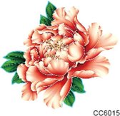 Temporary tattoo | tijdelijke tattoo | fake tattoo | zalmroze bloemen met bladeren | 60 x 60 mm