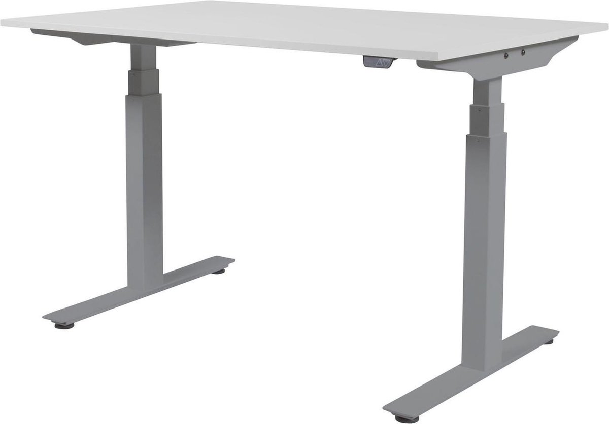 Zit Sta Bureau - Plus Elek 140x80 krijtwit -alu frame