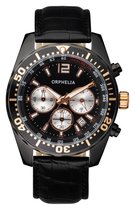 ORPHELIA 153-6901-44 - Horloge - Leer - Zwart - 44 mm