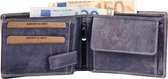 Heren portemonnee Leer Akzent Blauw Grijs Used Look