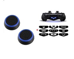 Joystick Grip Cap-Thumb Grips(voor 1X controller set van 2) voor PS 3-4 en Xbox Zwart met Blauwe circel met willekeurige Licht Cover Bar Sticker Voor PS4