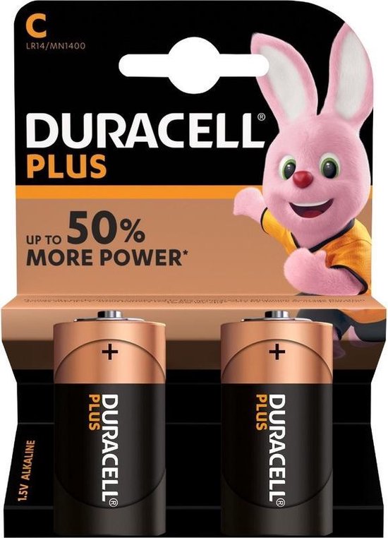 Lot de 2x piles Duracell C Plus 1,5 V - alcalines - LR14 MN1400 - Pack  batterie | bol.com