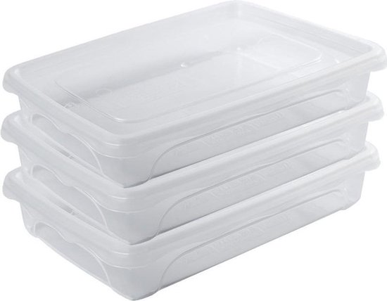 10x Contenants de stockage / aliments bas 0,5 litre plastique transparent / plastique - 18 x 12 x 4 cm - Vienne - Conteneur de conservation des aliments - Mealprep - Conserver les repas
