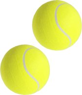 2x Mega tennisballen XXL geel 22 cm speelgoed/sportartikelen - Sportmaterialen - Grote tennisballen - Buitenspeelgoed/sportief speelgoed - Tennissen