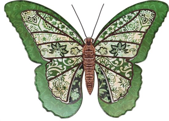 1x Tuindecoratie vlinder van metaal groen 31 cm - Metalen schutting decoratie  vlinders... | bol.com