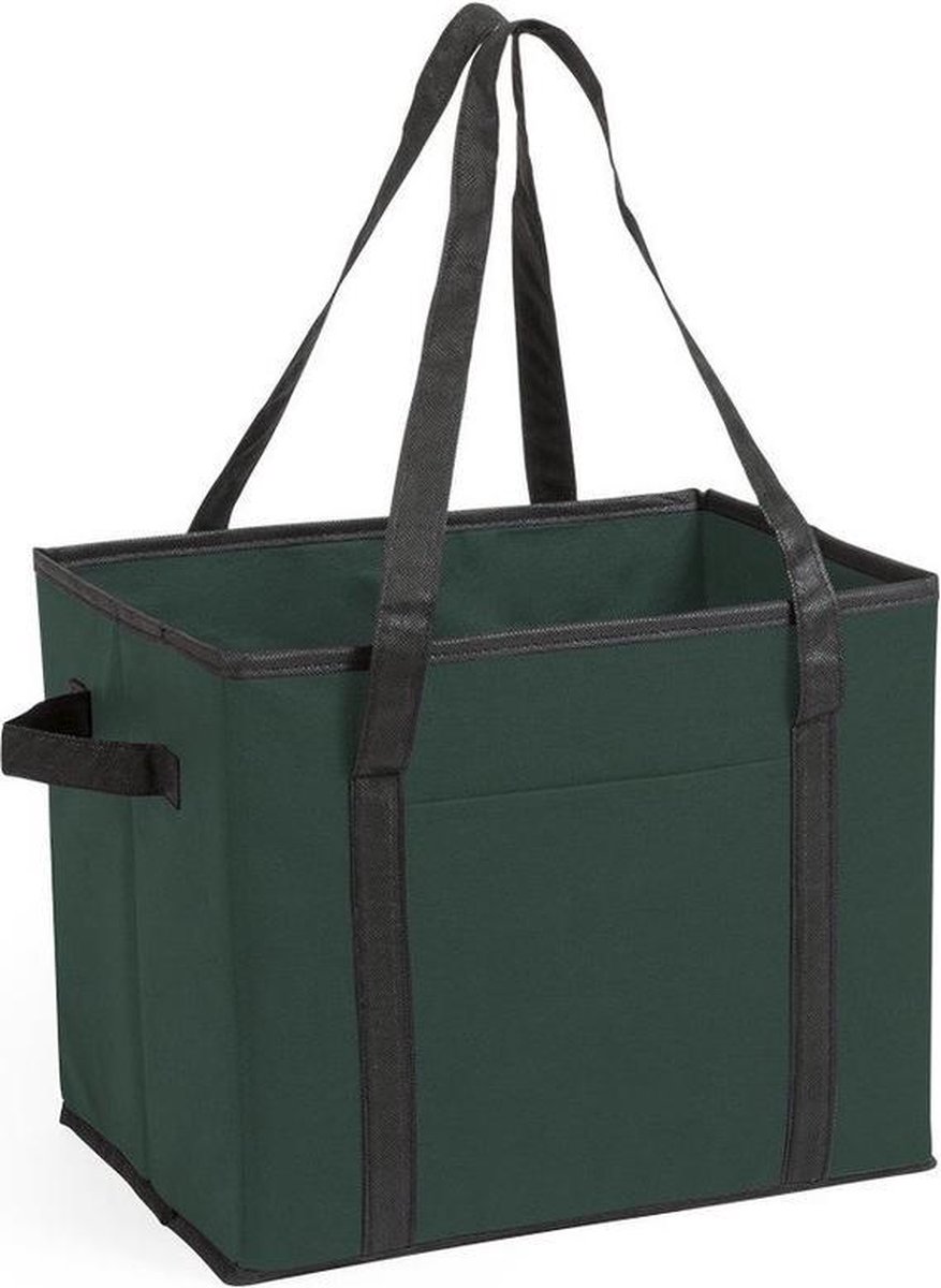 Auto kofferbak/kasten organizer tas groen vouwbaar 34 x 28 x 25 cm - Vouwbaar - Auto opberg accessoires