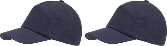 Donkerblauwe baseballcap 5-panel voor volwassenen met klittenbandsluiting 2 stuks