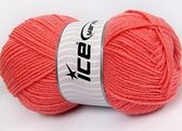 Breiwol rose zalm kleur kopen breinaald maat 4-5mm. - merino wol 60% acryl 40% 100 gram per bol - mooie breiwol in vele kleuren | dewolwinkel.nl