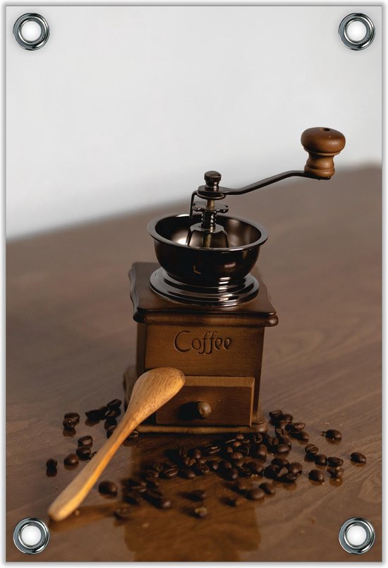 Tuinposter –Koffiemaler met Tekst: ''Coffee''– 60x90cm Foto op Tuinposter (wanddecoratie voor buiten en binnen)