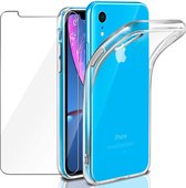 iPhone XR  Hoesje - Soft TPU Siliconen Case & 2X Tempered Glas Combi - Transparant