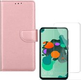 Huawei Mate 30 Lite Portemonnee hoesje Rose Goud met 2 stuks Glas Screen protector