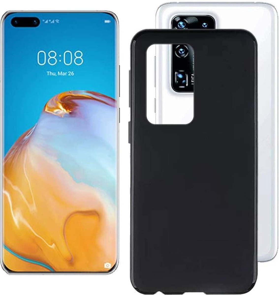 Hoesje Geschikt voor: Huawei P40 Pro - Silicone - Zwart