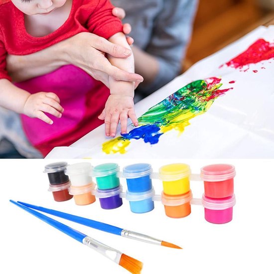 Verf voor kinderen knutselen - Acrylverf - Mét 2 bonus penselen -... | bol.com