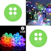 Lichtsnoer op LED - Kerstverlichting Multicolour - Fairy Lights -  5 meter - 50 kleine lampjes - Gekleurde lichtjes - met USB Aansluiting - Sfeerverlichting