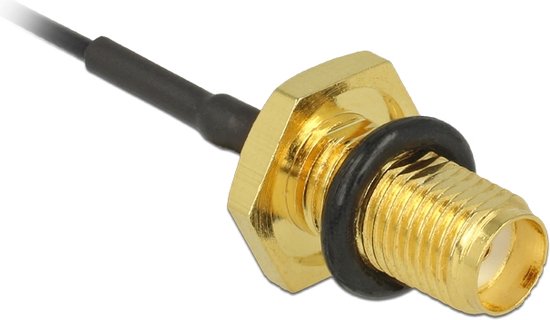 Câble MHF I (f) - SMA (f) avec bague d'étanchéité - Micro Coax (1,13 mm) - 50 Ohm / noir - 0 mètre