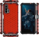 Voor Huawei Honor 20 Pro Shockproof Honeycomb PC + TPU Case (rood)