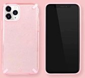 Voor iPhone 11 Pro glitterpoeder kleurrijke rand schokbestendige beschermhoes (roze)