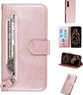 Voor Huawei nova 5 / nova 5 Pro Fashion Calf Texture Zipper Horizontal Flip PU Leather Case, with Holder & Card Slots & Wallet (Rose Gold)