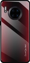 Voor Huawei Mate 30 Pro Texture Gradient Glass beschermhoes (rood)