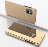 Voor Galaxy A71 vergulde spiegel horizontaal flip leer met standaard mobiele telefoon holster (goud)