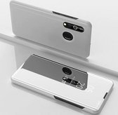 Voor OPPO A8 vergulde spiegel horizontale flip lederen tas met houder (zilver)