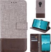 Voor Nokia 6.2 MUMXA MX102 horizontale flip canvas stiksels lederen tas met houder & kaartsleuven & portemonnee (bruin)