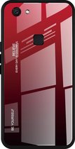 Voor Vivo V7 Gradient Color Glass Case (rood)